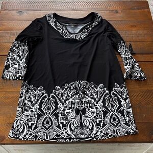 Style & Co. Black and White Patterned Tunic